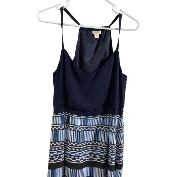 J. Crew Factory Navy Blue Halter Spaghetti Strap Sheath Maxi Dress - Picture 3 of 7